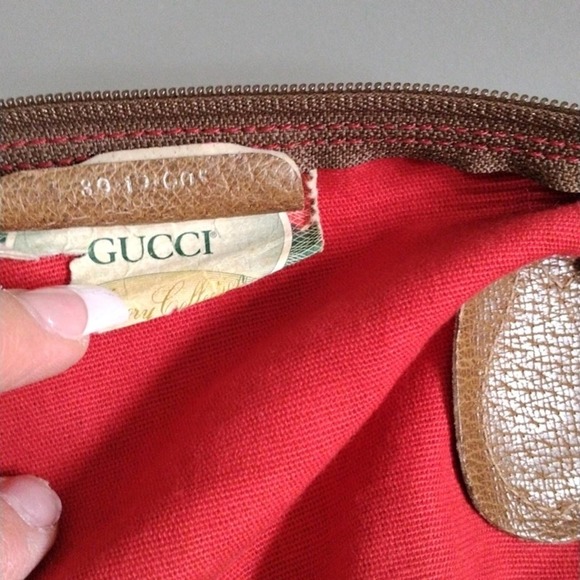 Rare Gucci Tote XL Shoulder Bag Brown Red Striped Vintage Limited Edition Glam - Picture 5 of 15